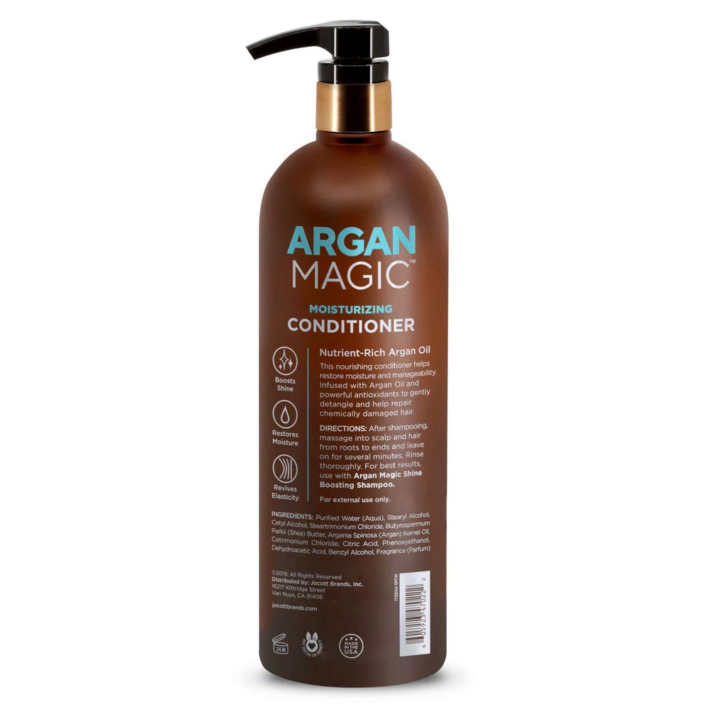 Argan Magic conditioner application on hair demonstrates detangling and smoothing action.