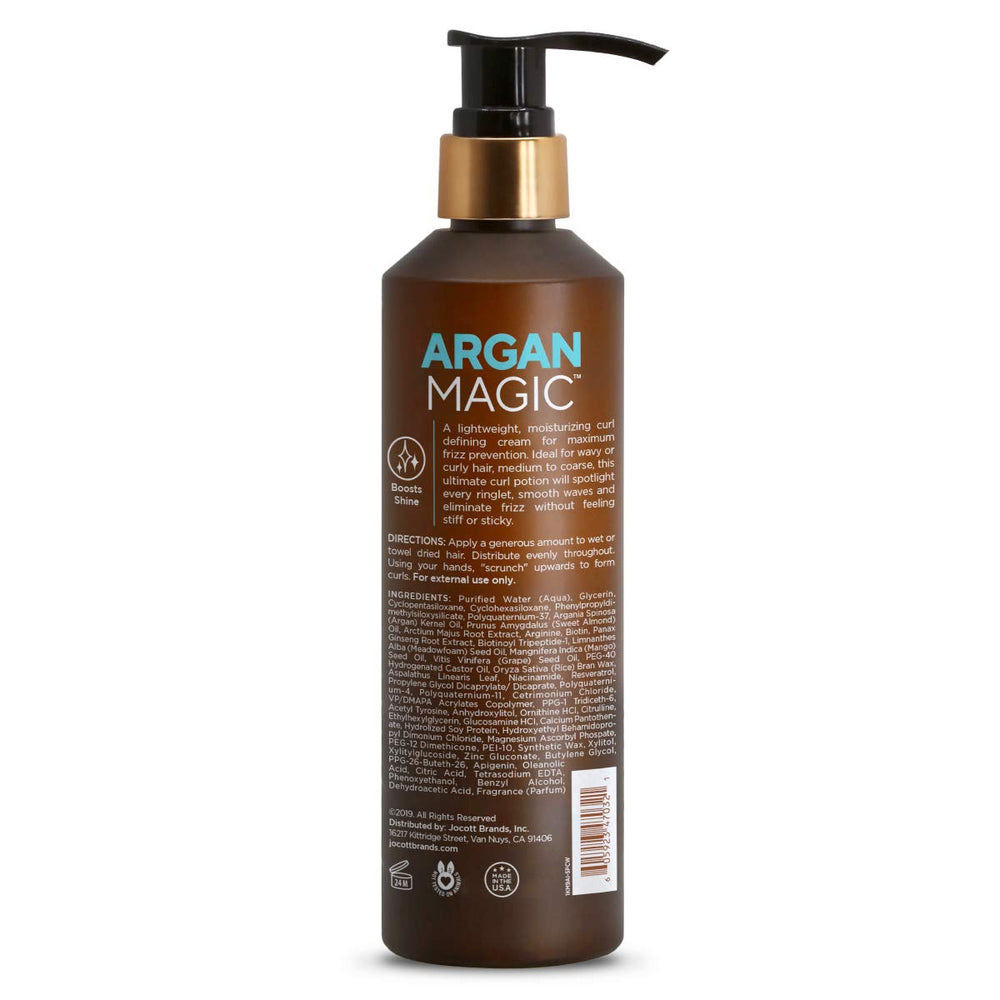 Argan Magic Defining Curl Cream applied on damp hair for detangling and curl definition