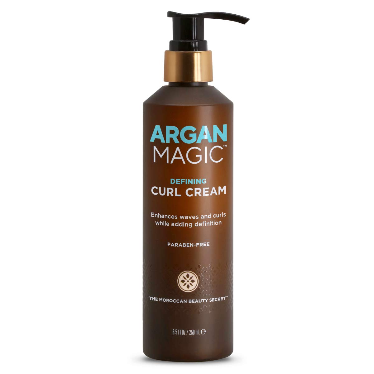 Argan Magic Defining Curl Cream packaging highlights paraben-free, cruelty-free formula
