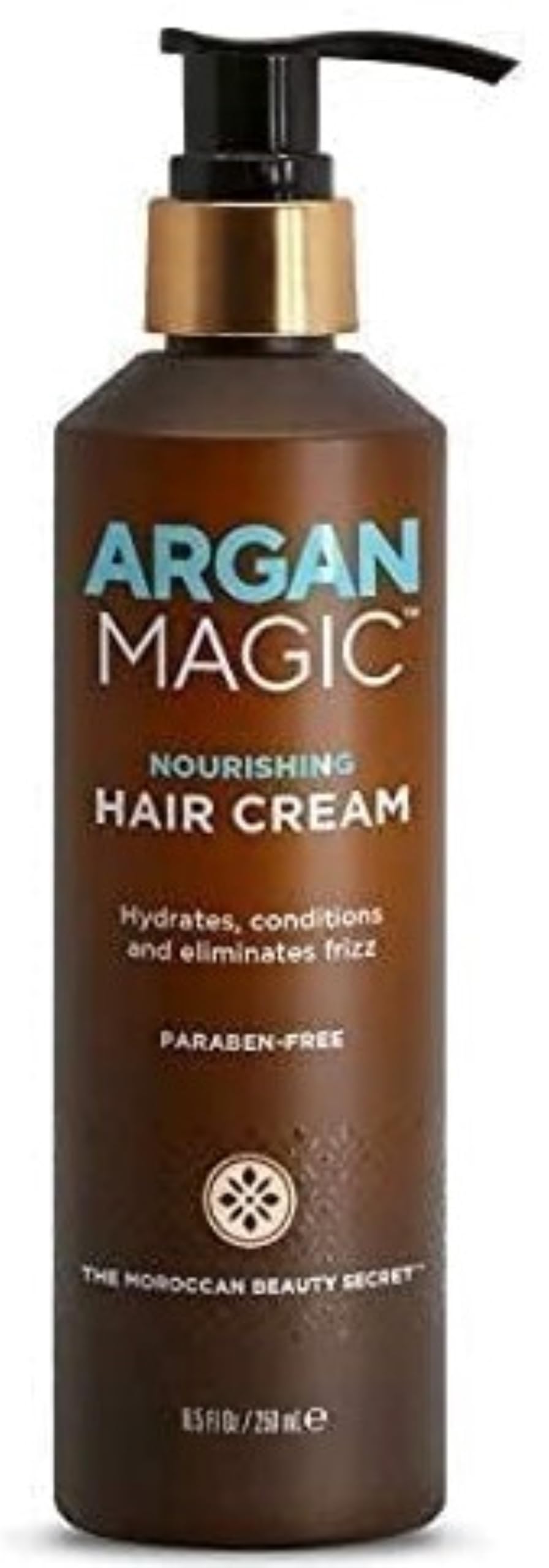 Argan Magic Nourishing Hair Cream bottle closeup for rich hydration and shine-enhanced styling