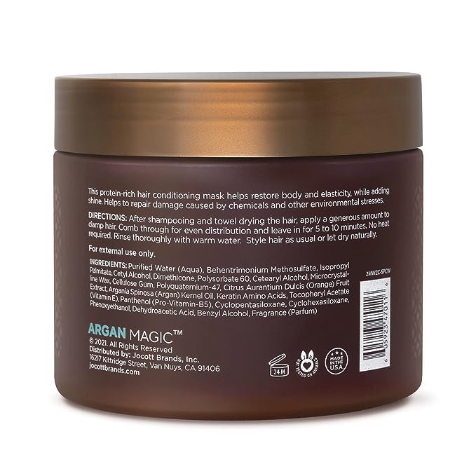 Argan Magic Restorative Hair Mask jar-open reveals creamy texture for deep hydration
