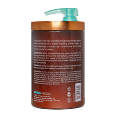 Argan Magic Restorative Hair Mask packaging shows cruelty-free, paraben-free formula