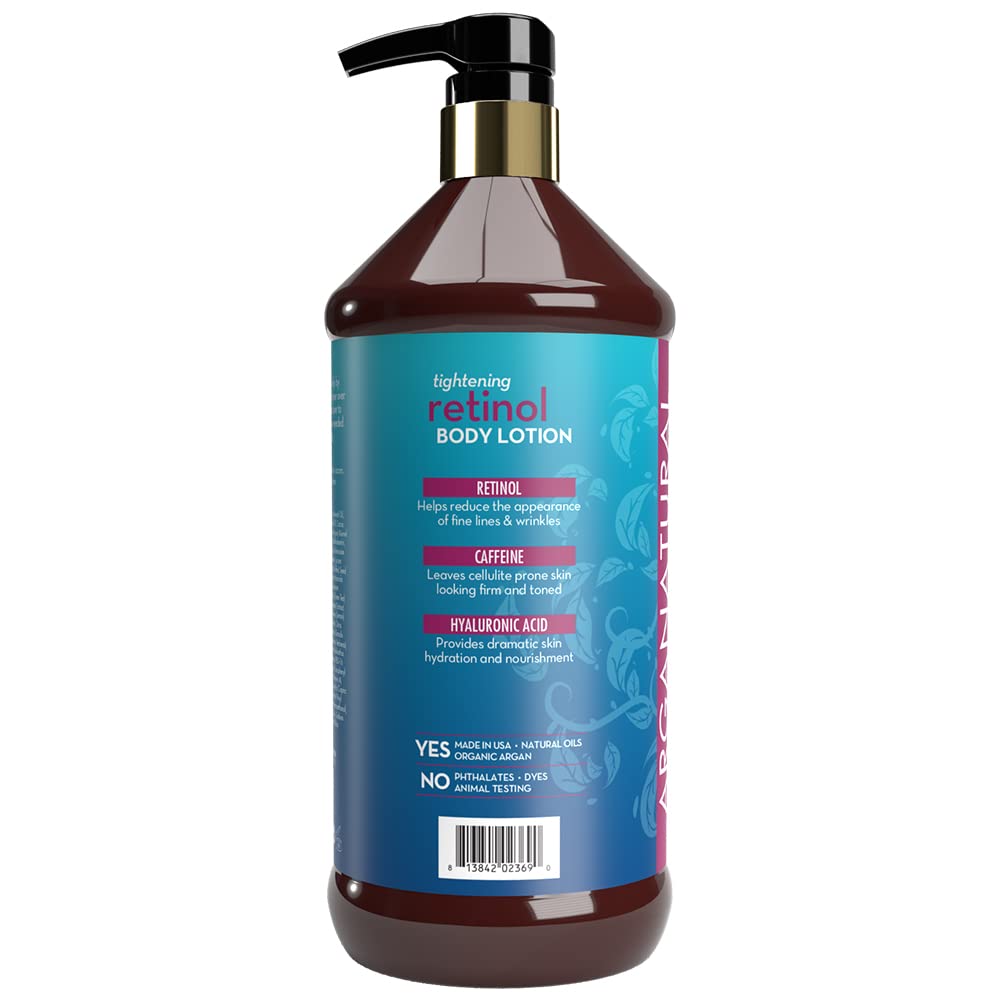 Arganatural Retinol Body Lotion texture close-up emphasizes silky feel for daily use.