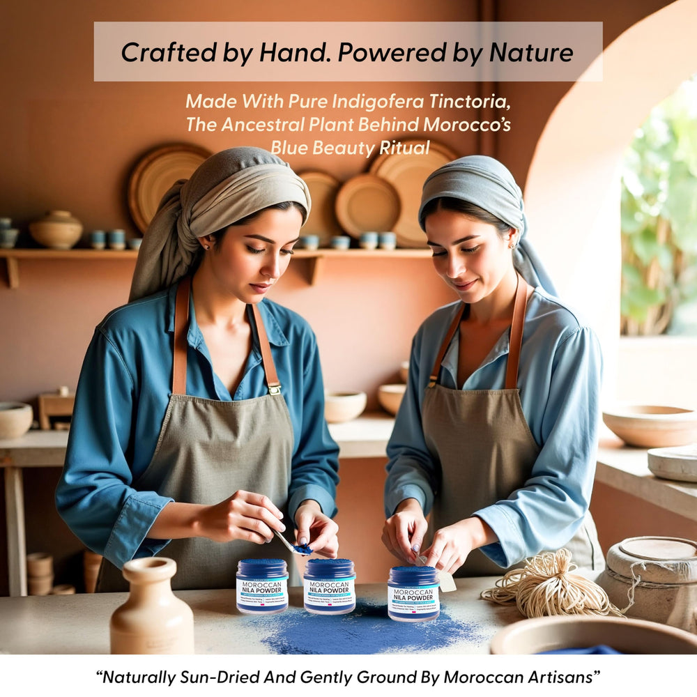 Argaviva Nila powder used in hair care for natural shine.