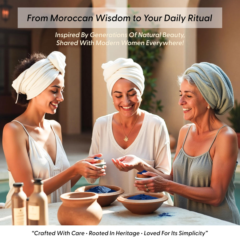 Argaviva Nila powder texture close-up, silky blue clay ideal for gentle exfoliation.