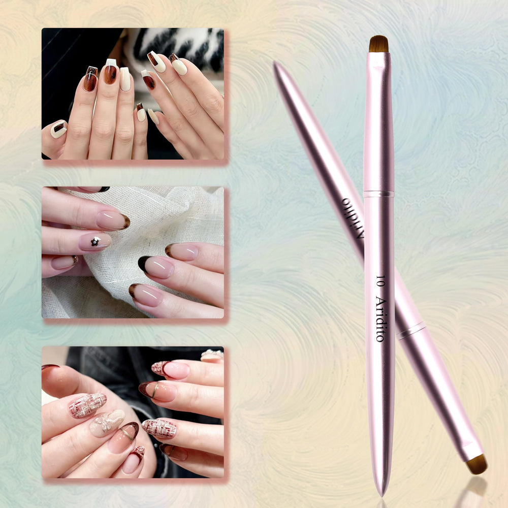 Aridito metal handle provides durable grip for controlled cleaning during manicures.
