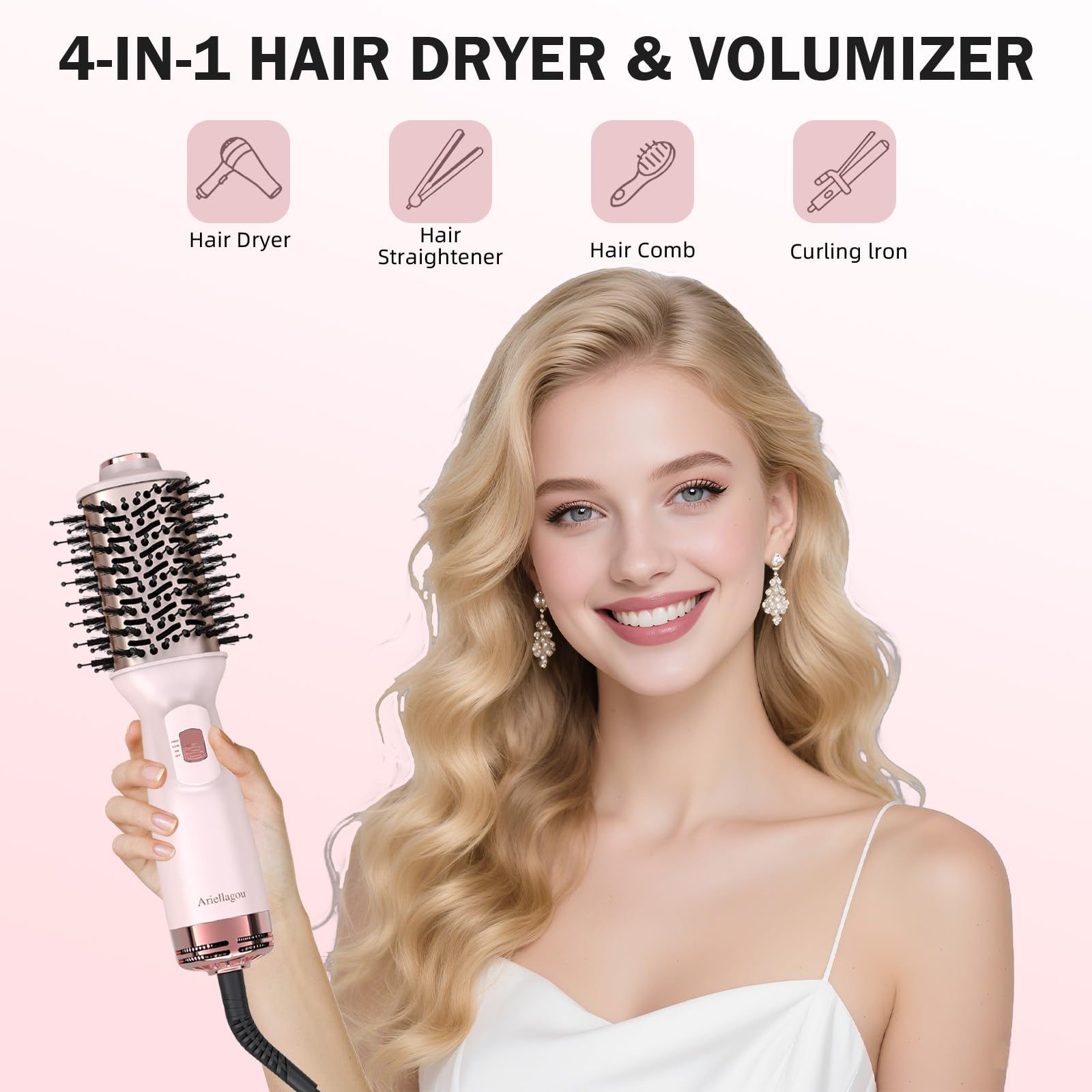 Ariellagou pink mini dryer brush gift-ready design suggests thoughtful present for her.