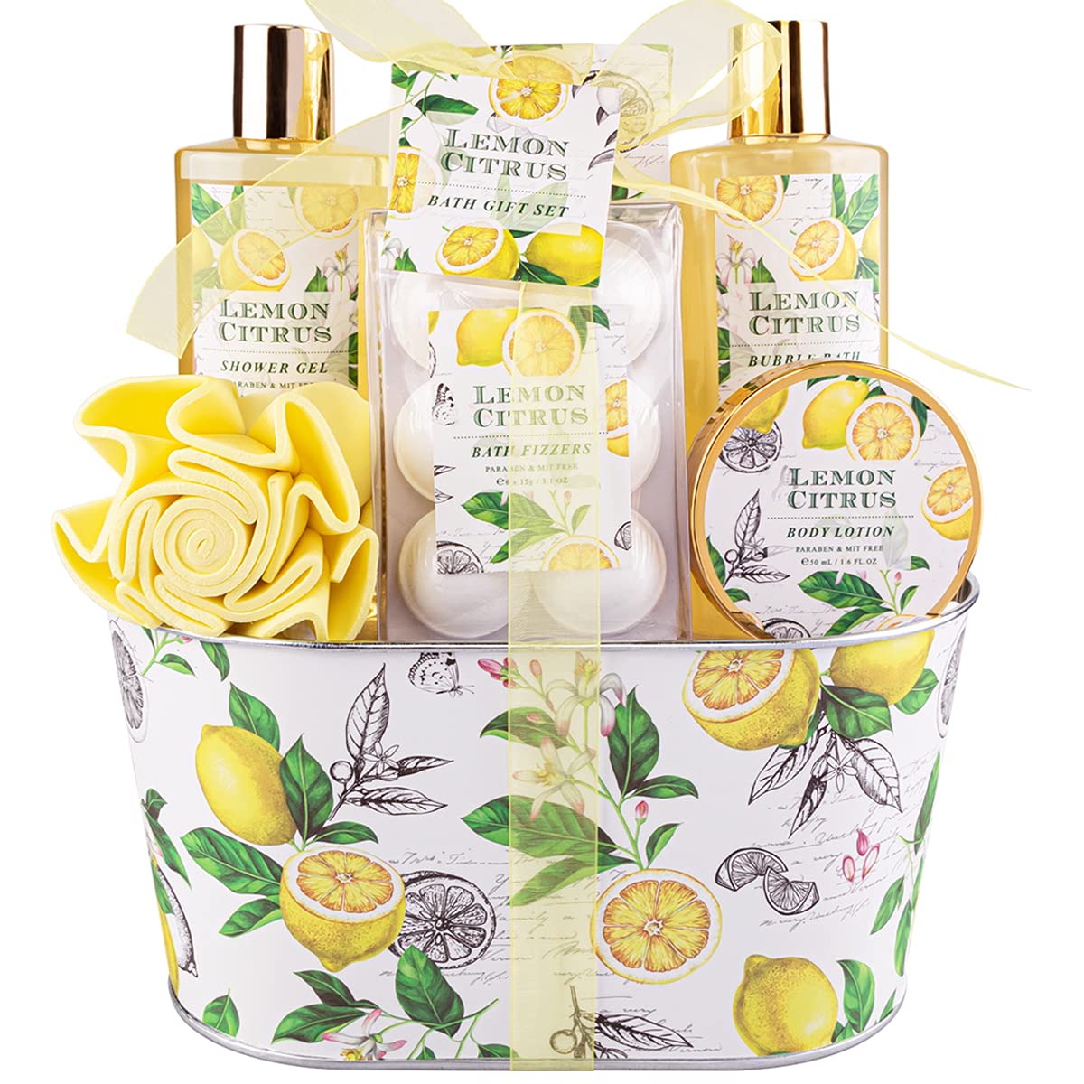 ArioseMonde bath gift set basket in metal bucket for stylish bathroom organization