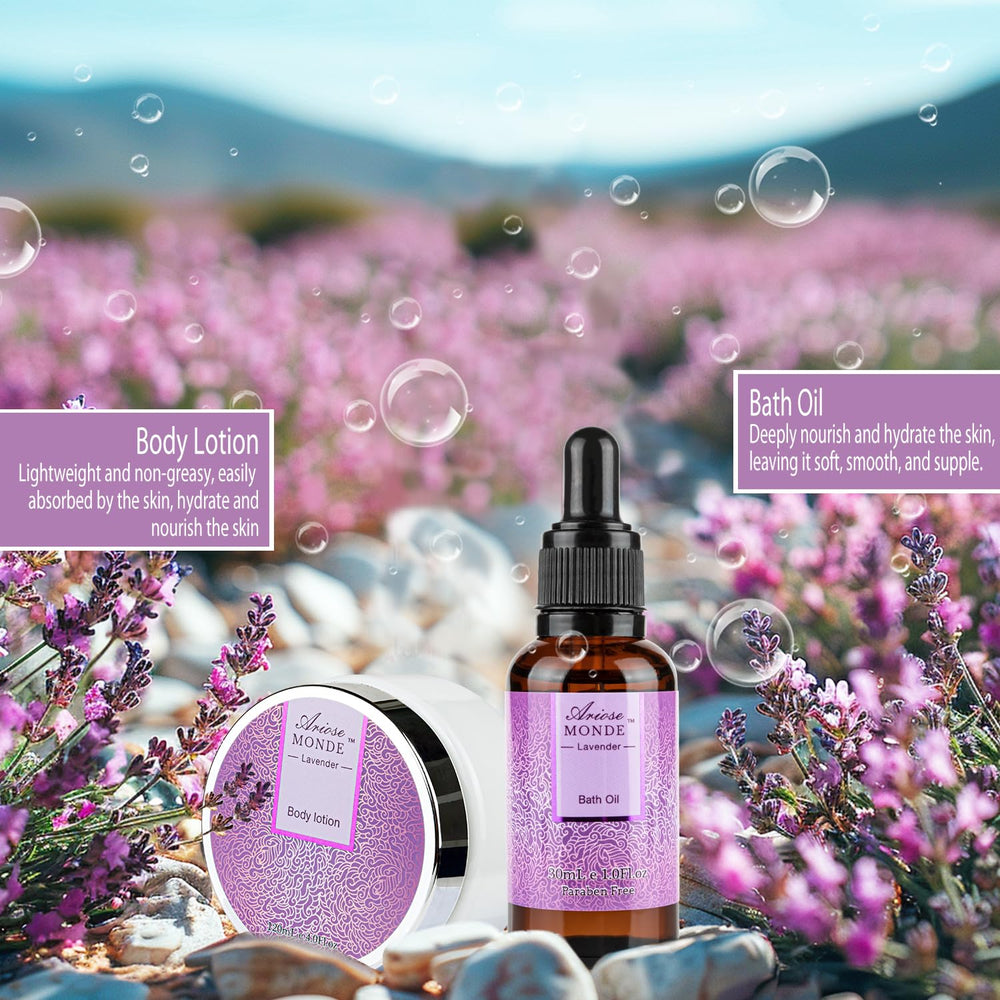 ArioseMonde bath oil and bath bomb — nourished skin with lasting scent.