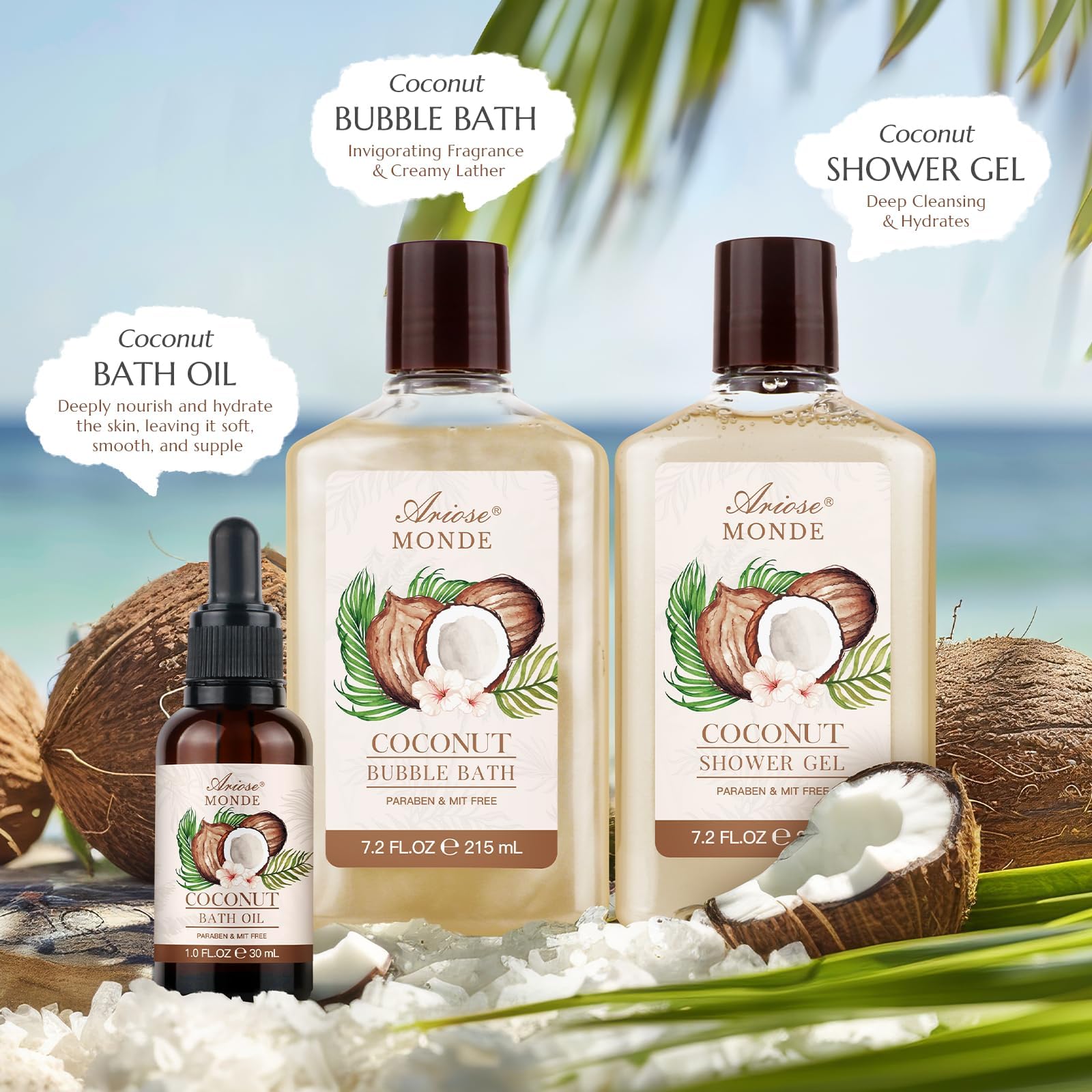 ArioseMonde bubble bath coconut, silky foam for relaxing rituals