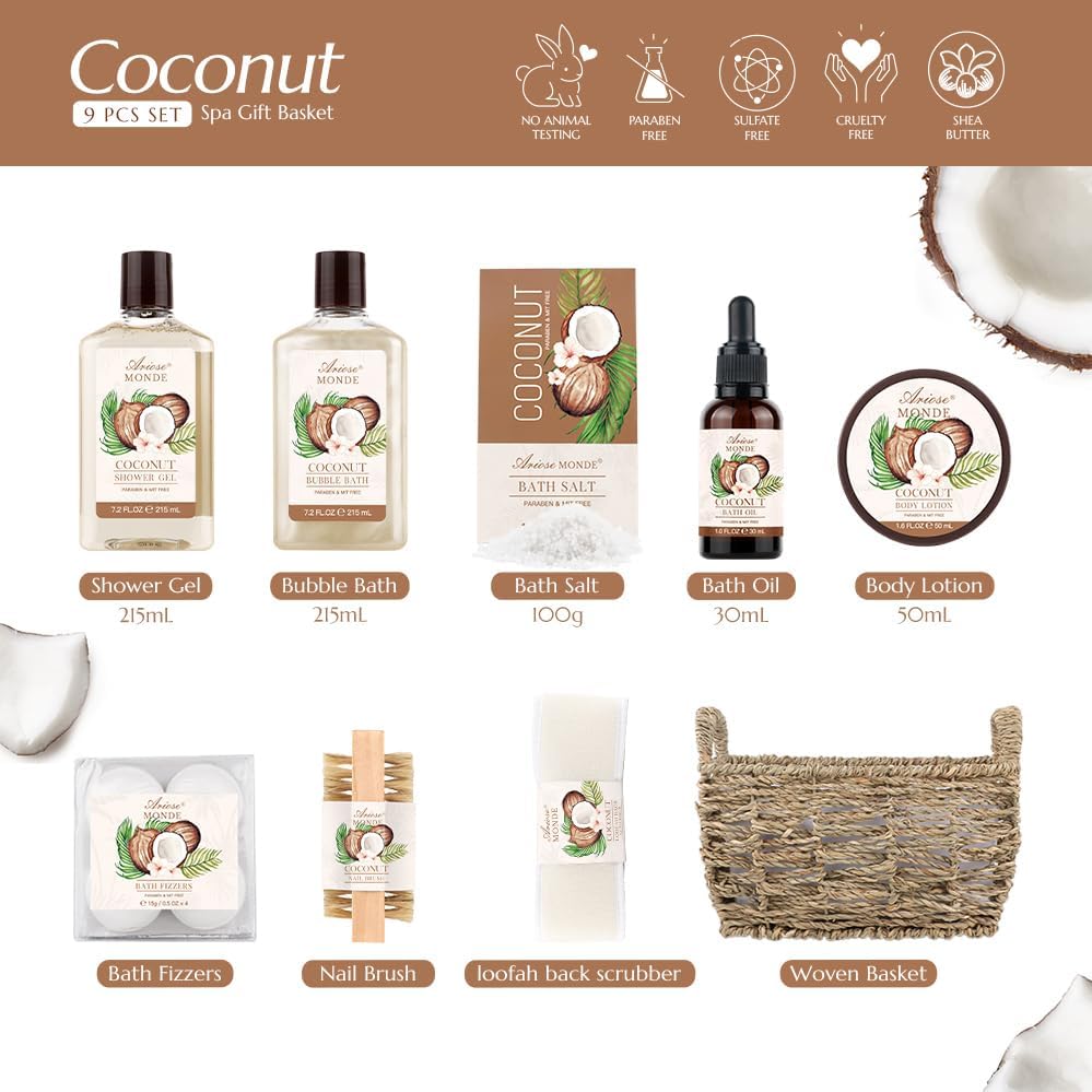 ArioseMonde coconut shower gel focus, refreshing cleanse for daily self-care