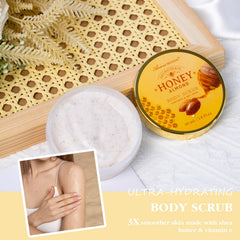 ArioseMonde Honey Almond Body Scrub in jar for silky skin