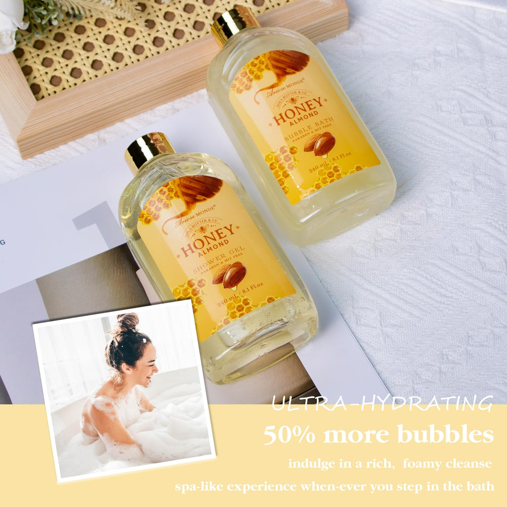 ArioseMonde Honey Almond Bubble Bath foam for a soothing soak
