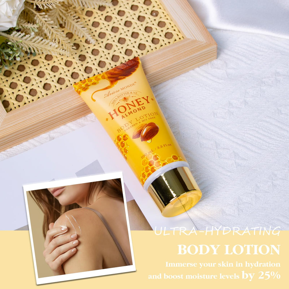 ArioseMonde Honey Almond Lotion bottle for smooth, hydrated skin