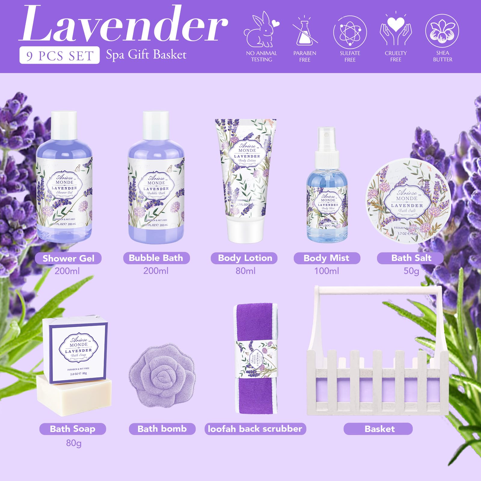 ArioseMonde lavender body lotion bottle shines for a soothing moisturizing routine.