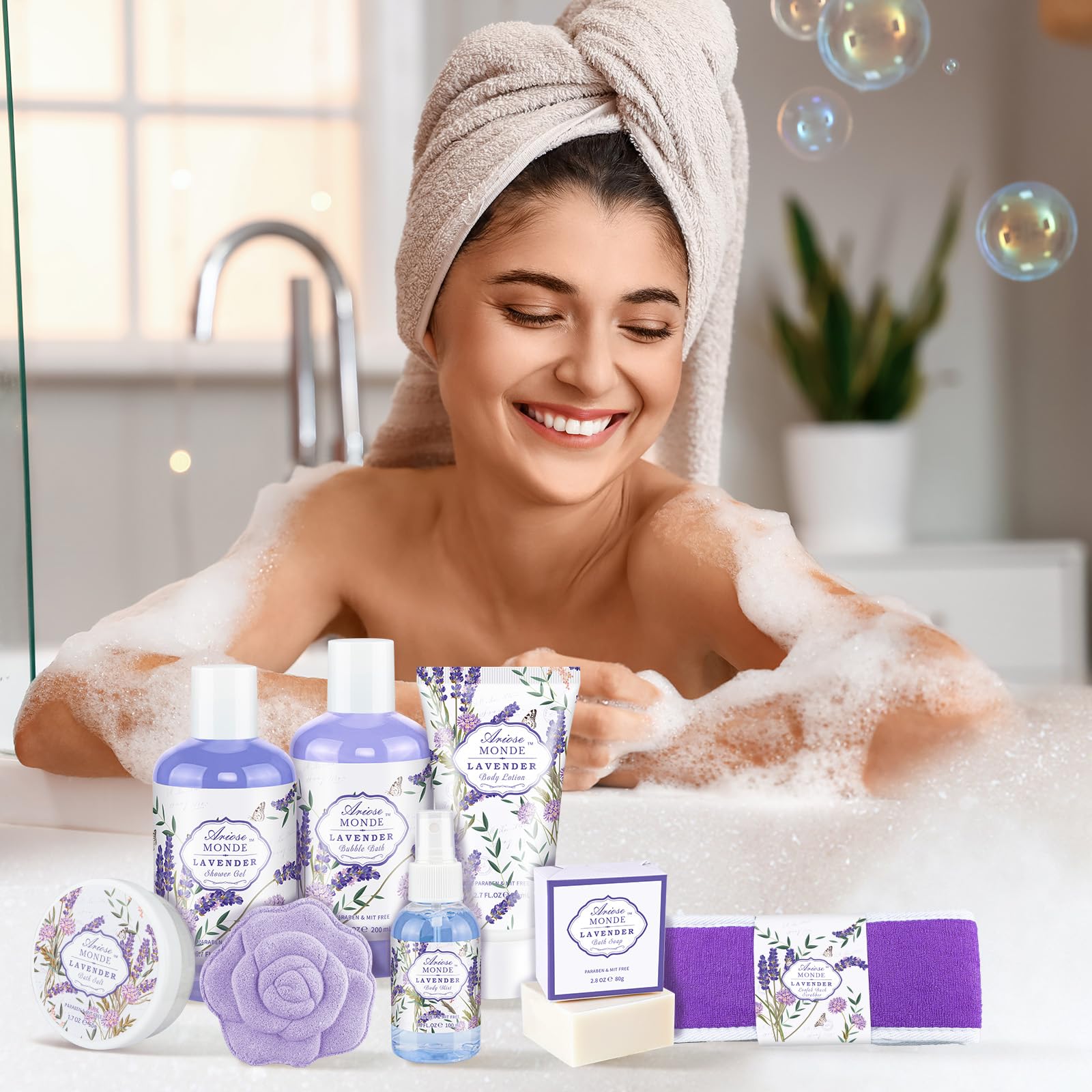 ArioseMonde lavender gift set scene evokes calm evening self-care.