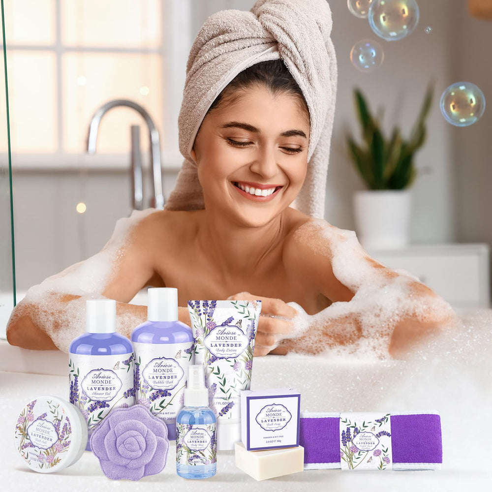 ArioseMonde lavender gift set scene evokes calm evening self-care.