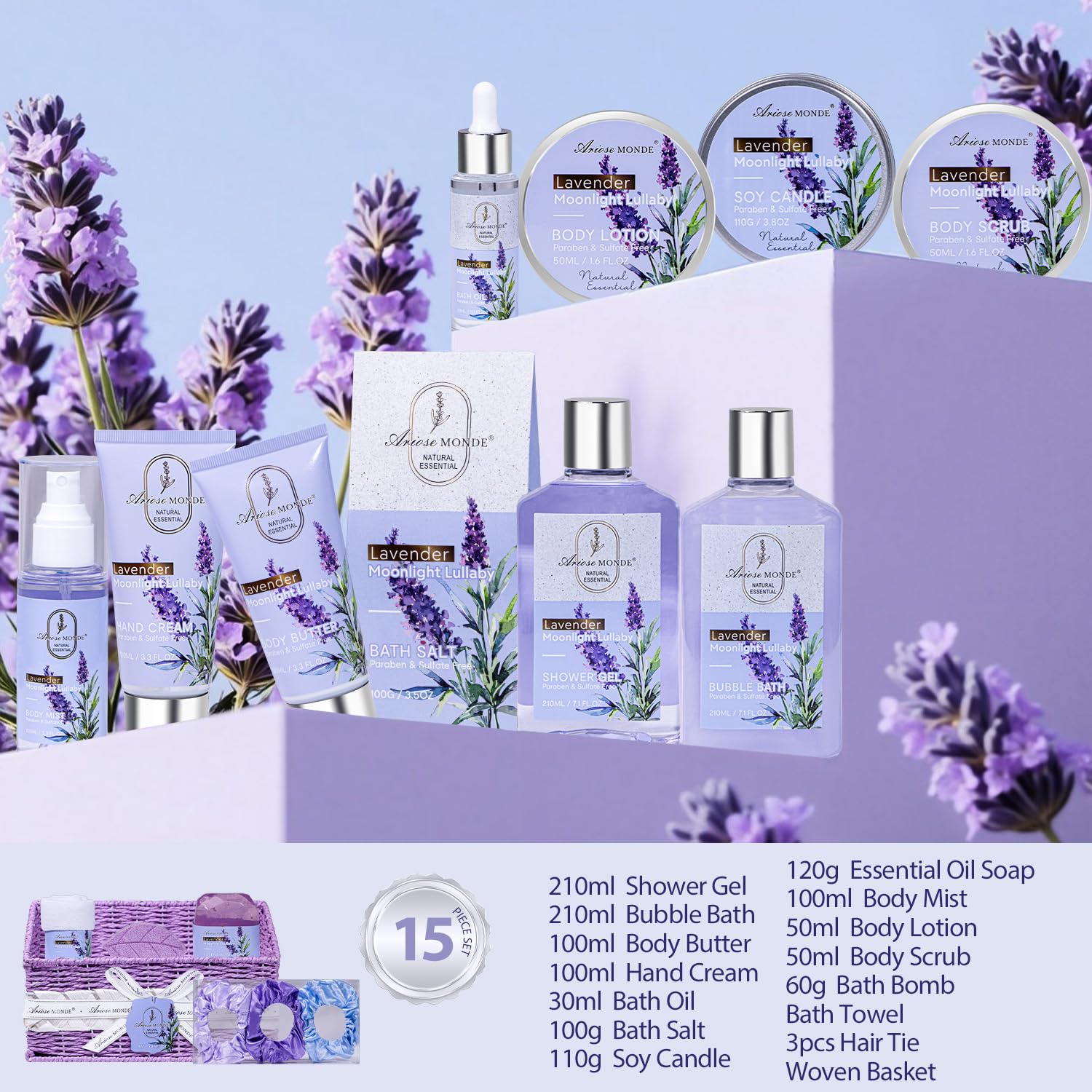ArioseMonde lavender and sage body care set promotes calm evenings.