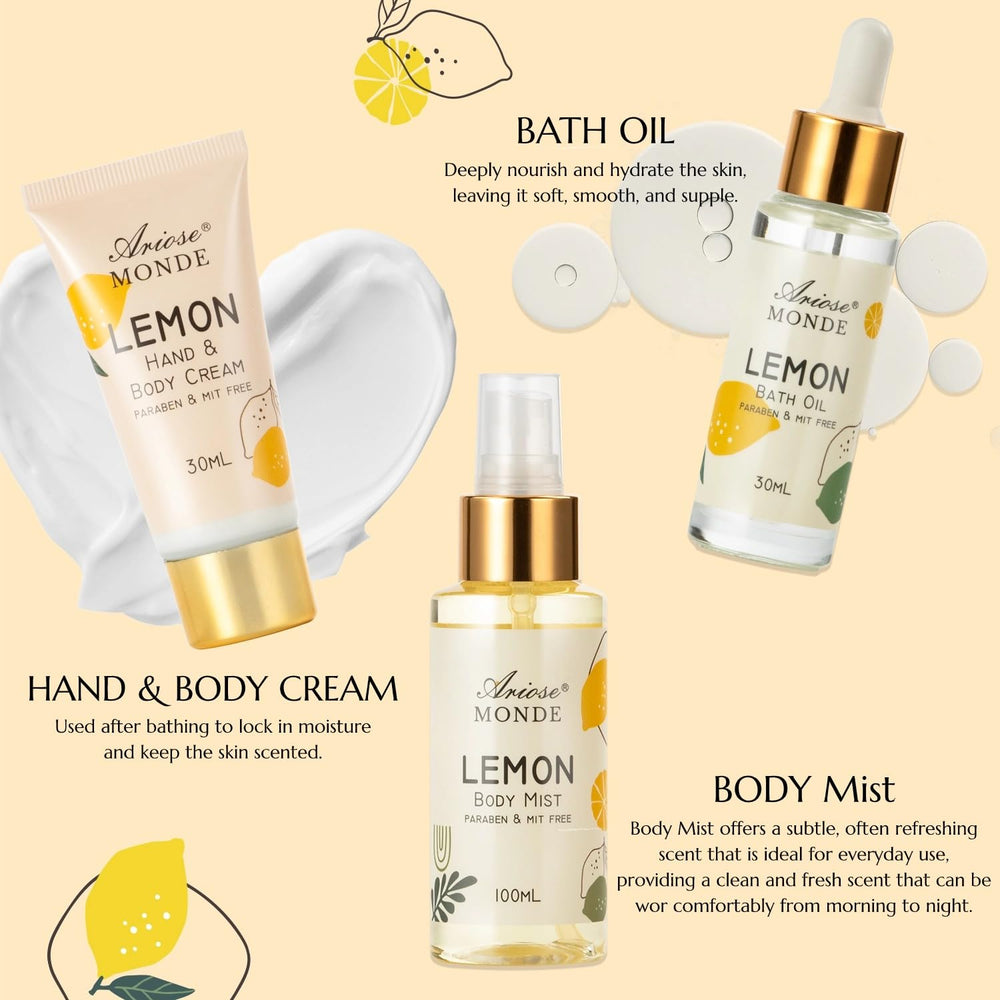 ArioseMonde lemon salt gift image shows bath salt for soothing soak.