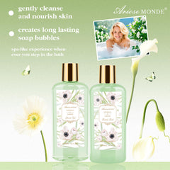 ArioseMonde Magnolia Jasmine fragrance evokes calming relaxation during a soak.