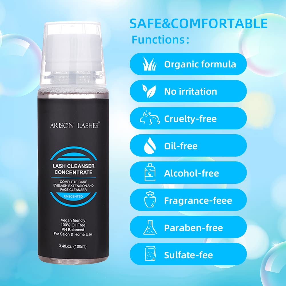 ARISON LASHES foaming-lather-closeup shows gentle lash cleansing foam.