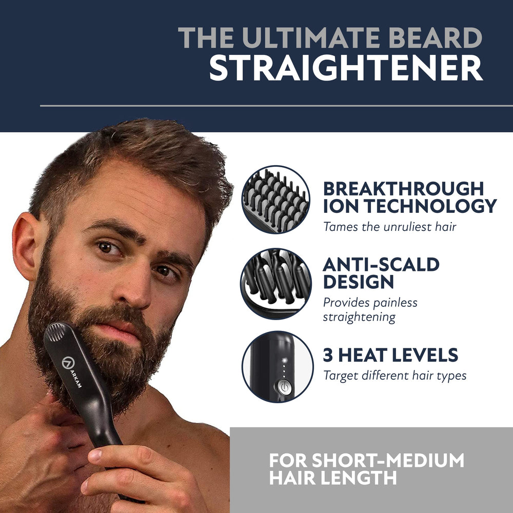Arkam beard straightener angled shot highlighting design and usability