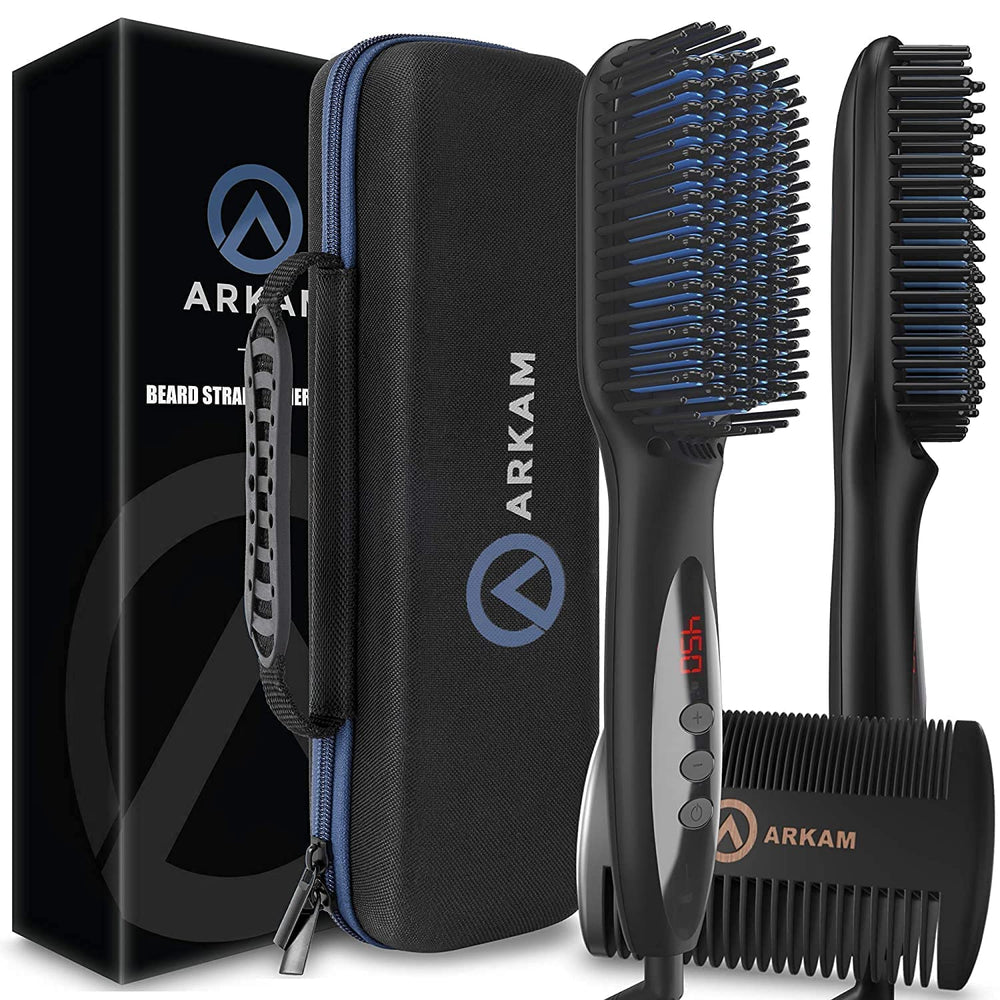 Arkam beard straightener with digital heat screen offers precise temperature control for tailored grooming.