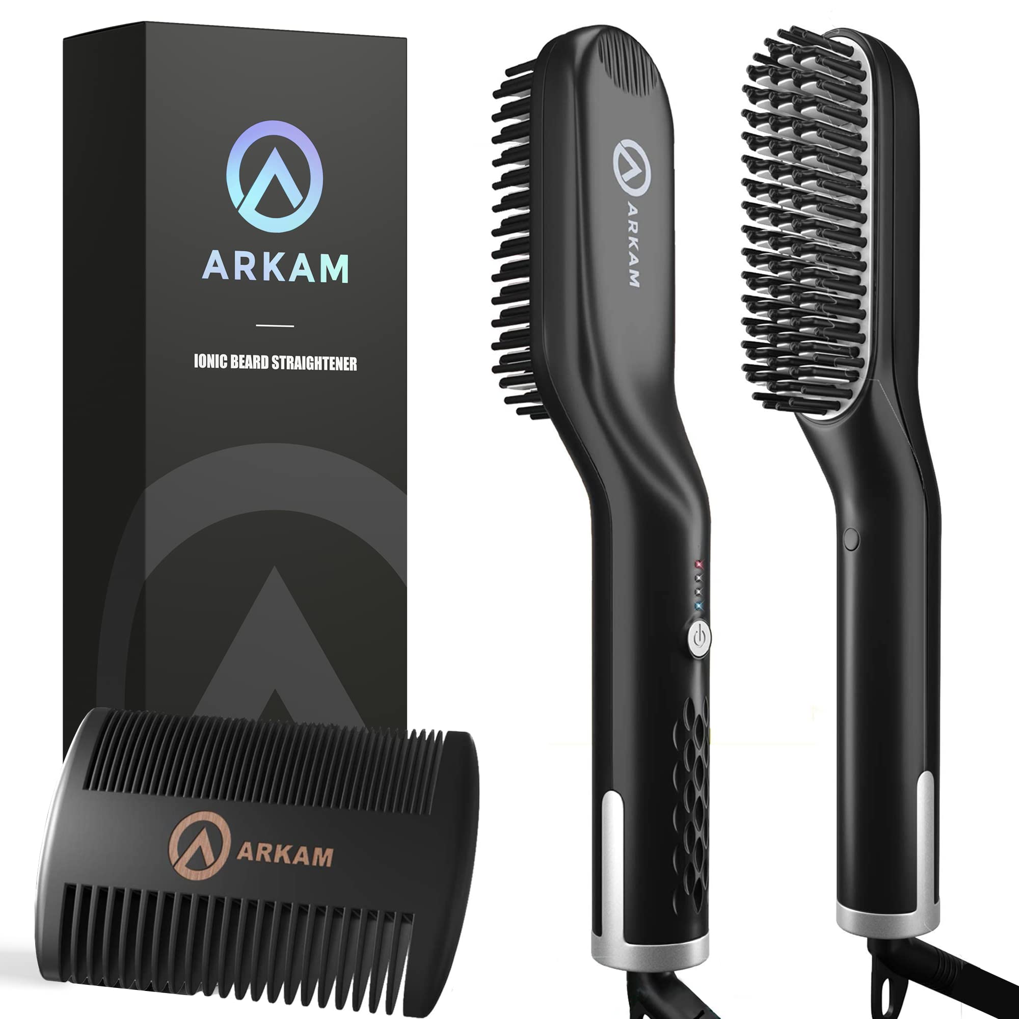 Arkam beard straightener front view for quick grooming and compact storage