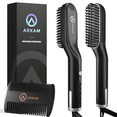 Arkam beard straightener front view for quick grooming and compact storage