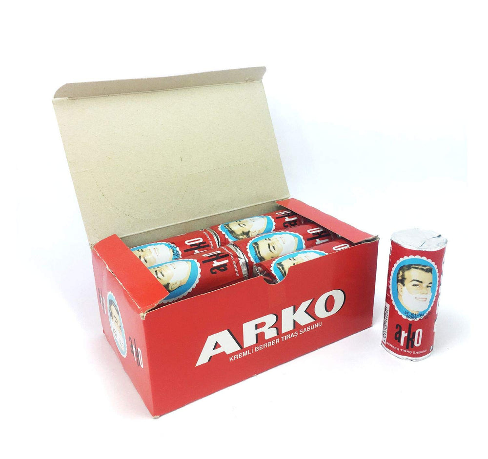 Arko Men soap stick foam close-up showing creamy lather for a smooth shave