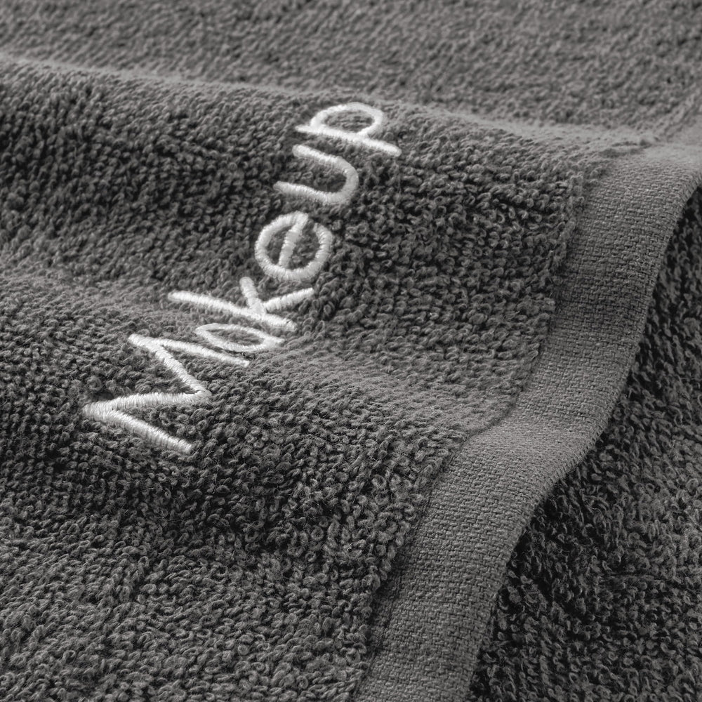 Arkwright Makeup Towels bathroom-shelf-display emphasizes grey color that hides occasional stains better over time.