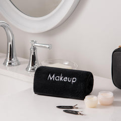 Arkwright makeup towels with makeup embroidery for stylish bathroom linen