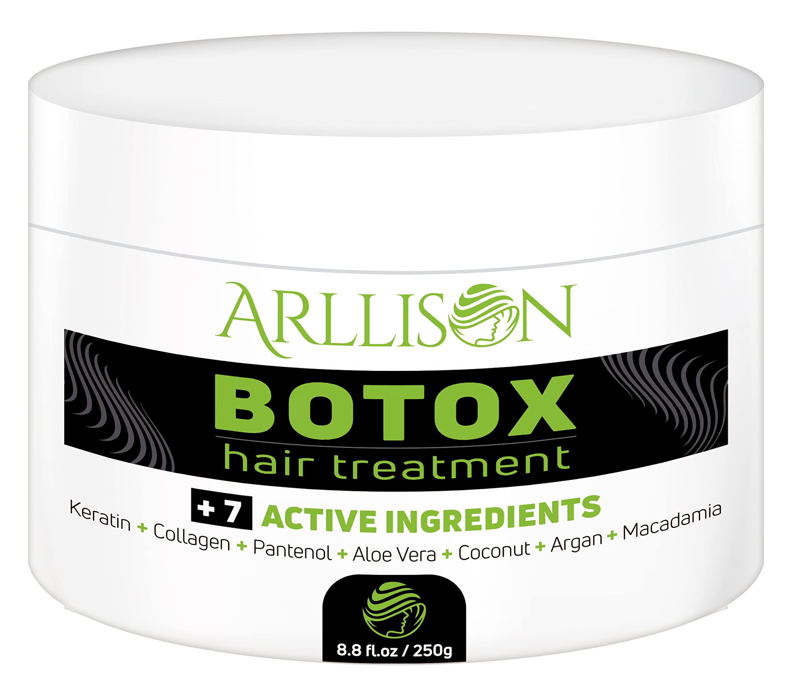 Arllison Botox Hair Treatment bottle closeup for frizz control