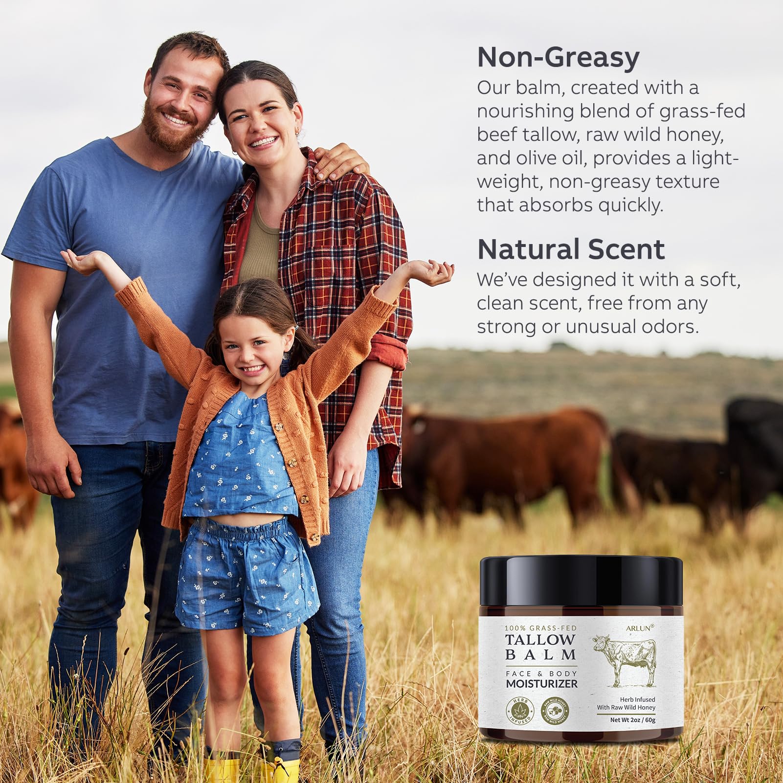 Arlun balm application on forearm demonstrates easy spreading and soothing effects.