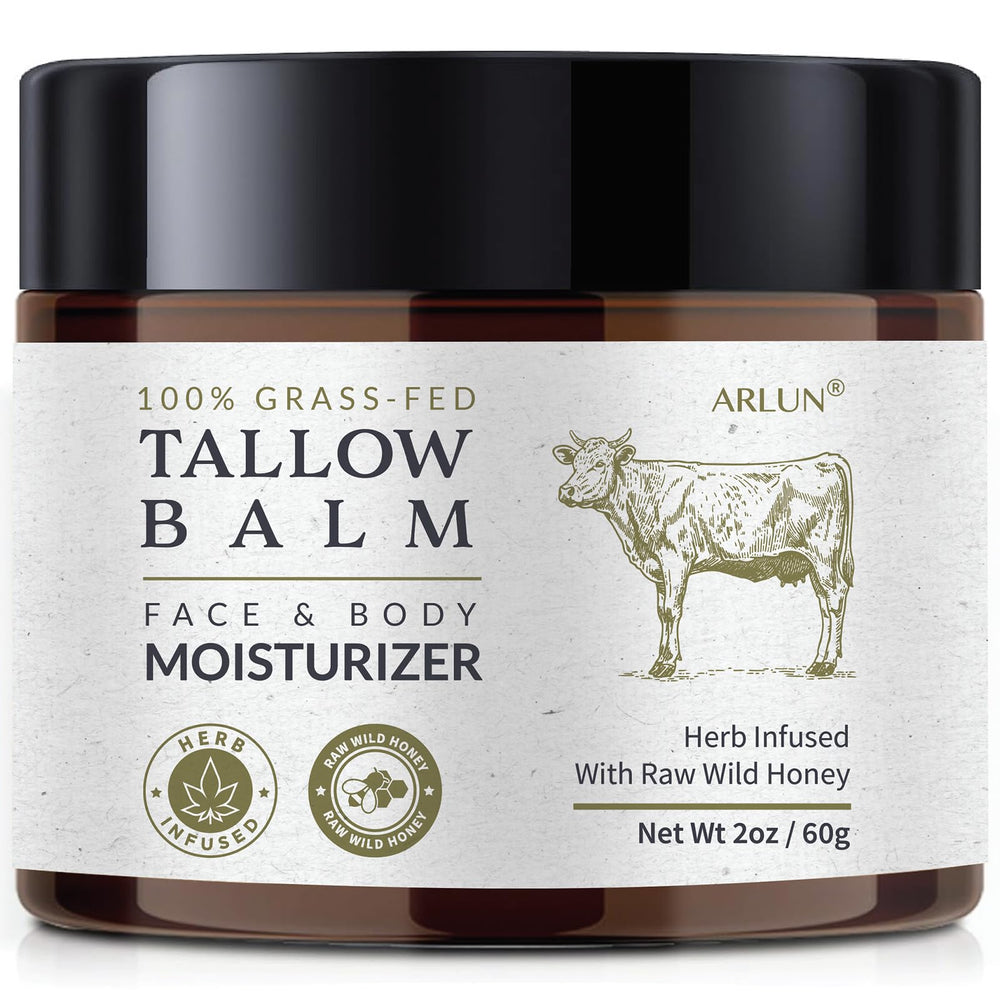 Arlun beef tallow skin jar closeup illustrating deep hydration for daily use.