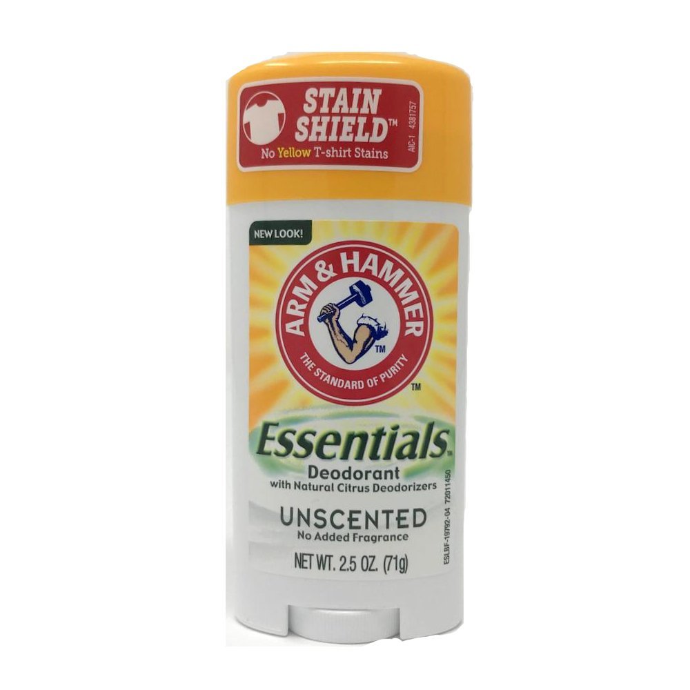 Arm-and-Hammer Essentials natural deodorant unscented bottle offers aluminum-free odor protection for everyday confidence.