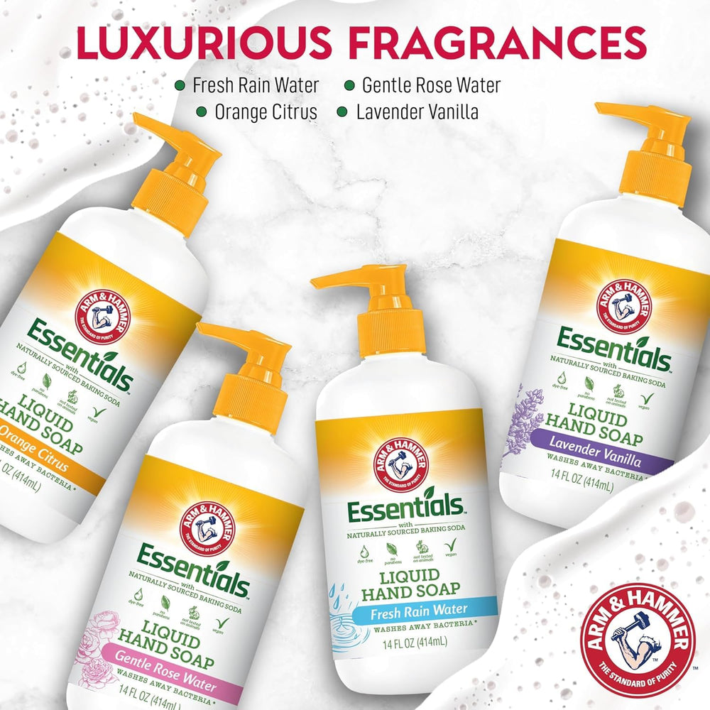 Arm & Hammer liquid hand soap softens skin while cleansing for daily use.