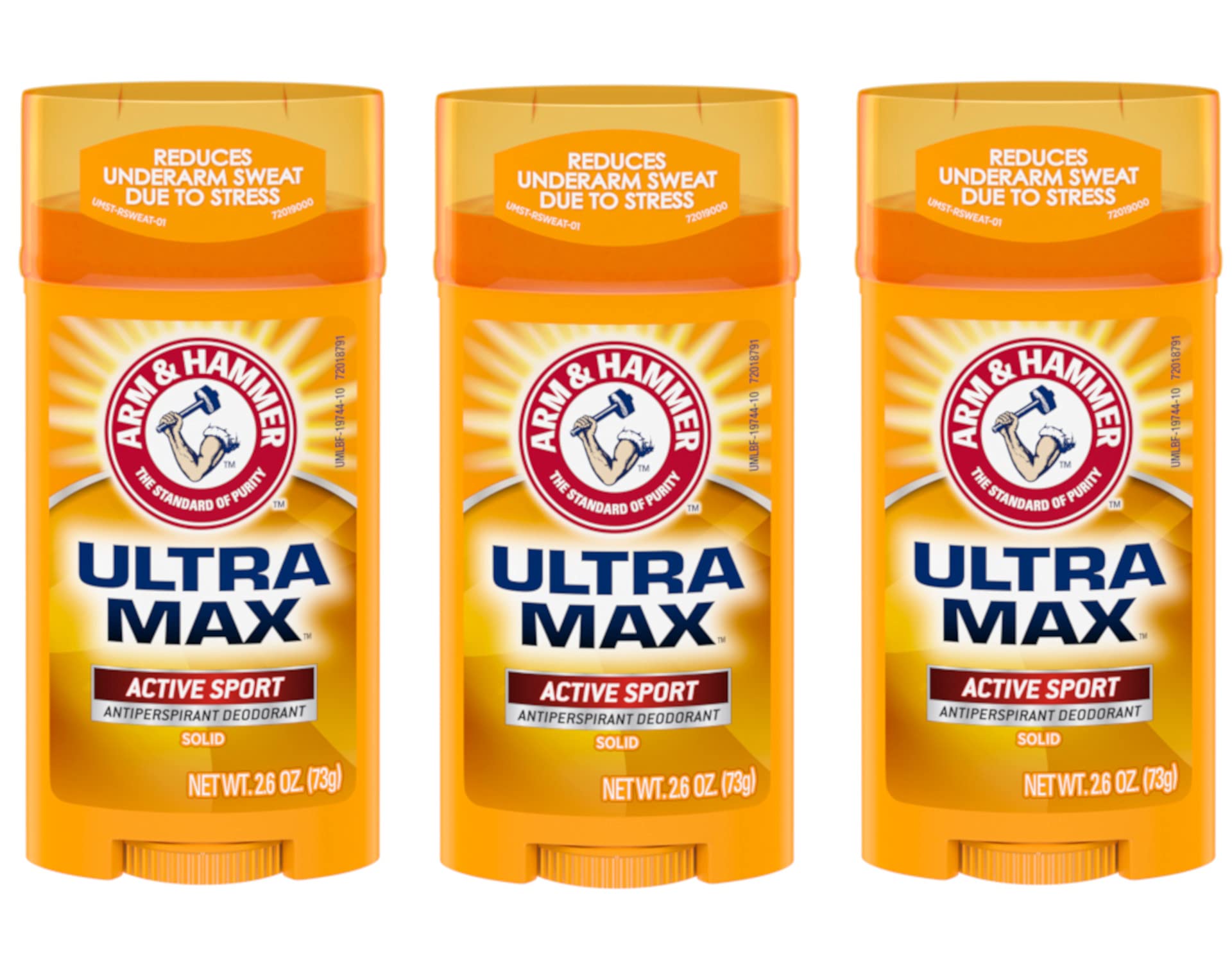 Arm & Hammer UltraMax Active Sport 3-pack bottle for all-day protection during workouts.
