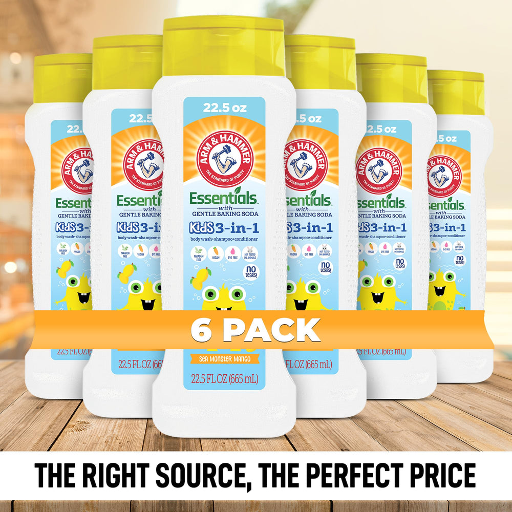 Arm & Hammer 3-in-1 kids body wash foam-lather supports easy bath time.
