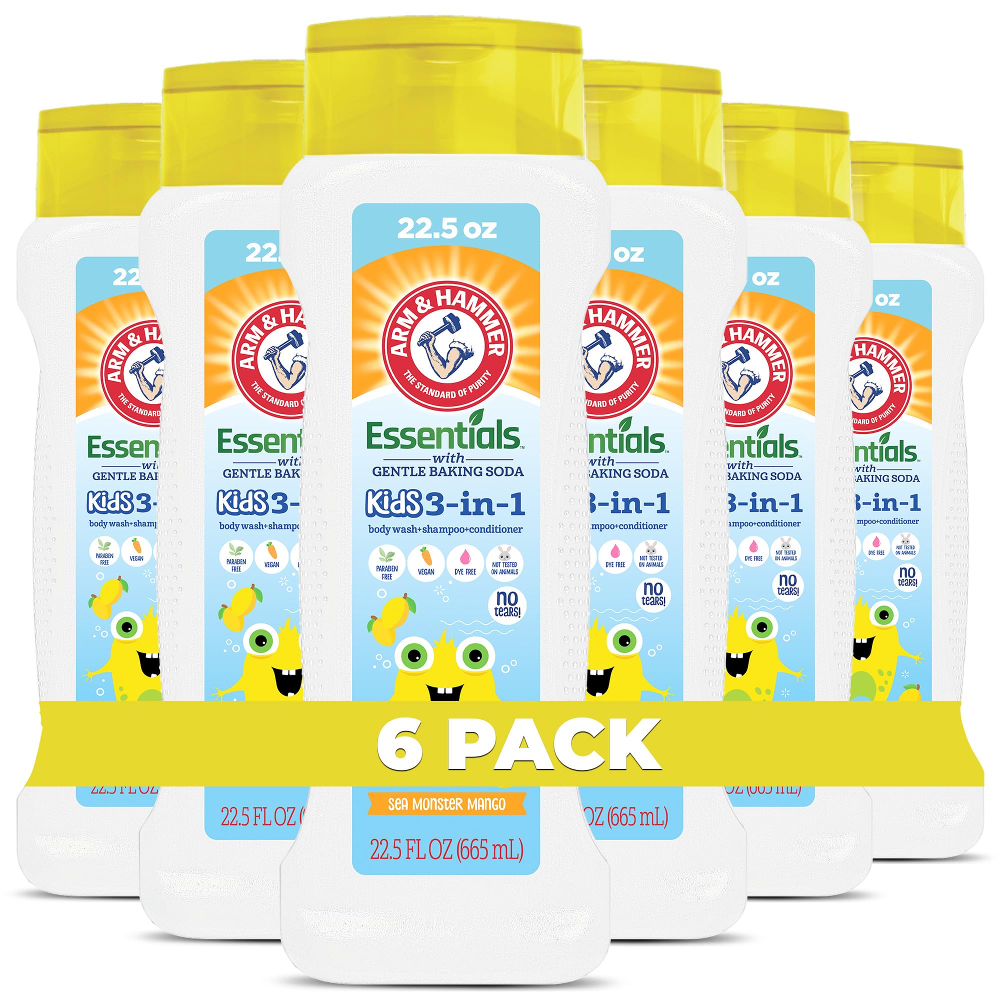 Arm & Hammer 6-Pack Essentials Sea Monster Mango bottle for gentle kids cleansing.
