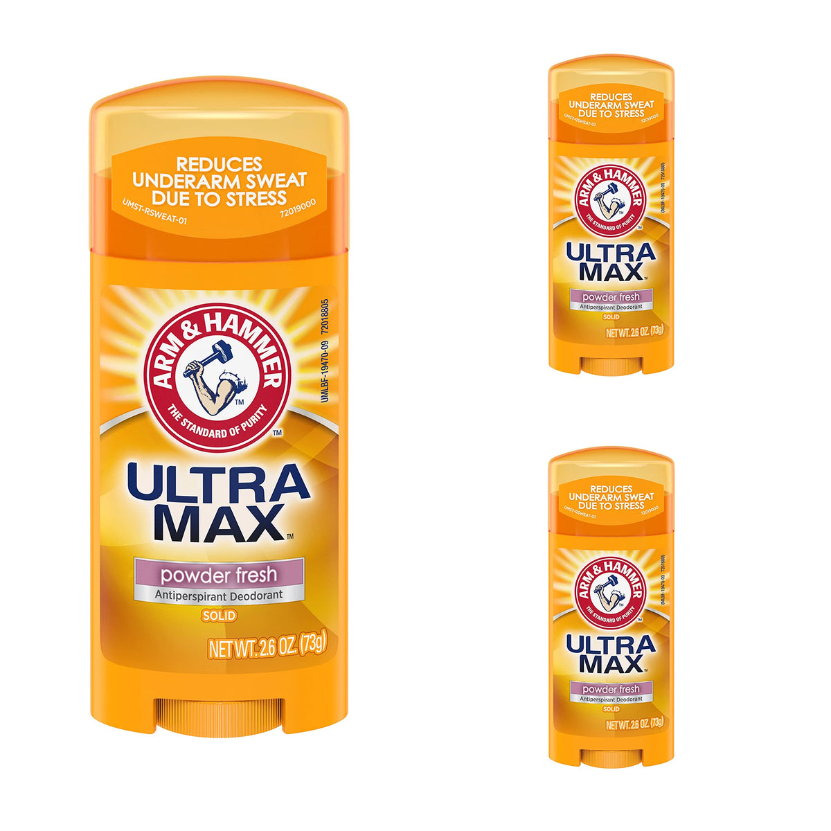 Arm & Hammer deodorant oval solid, powder-fresh scent promotes daily dryness.