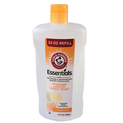 Arm & Hammer Essentials Kitchen Fresh hand soap bottle with pump for easy, mess-free refills.