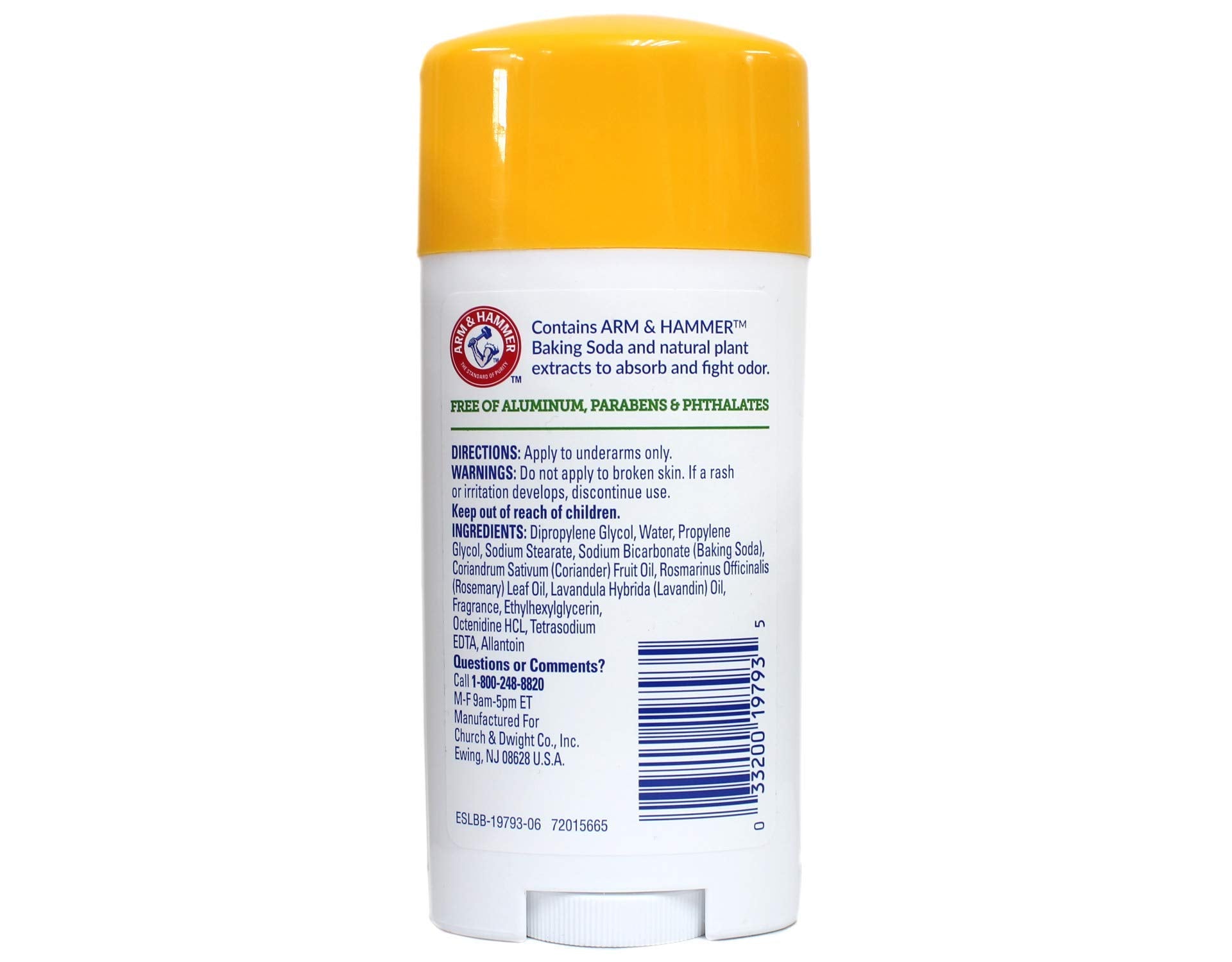 Arm & Hammer Essentials Fresh packaging shows aluminum- and paraben-free formulation.