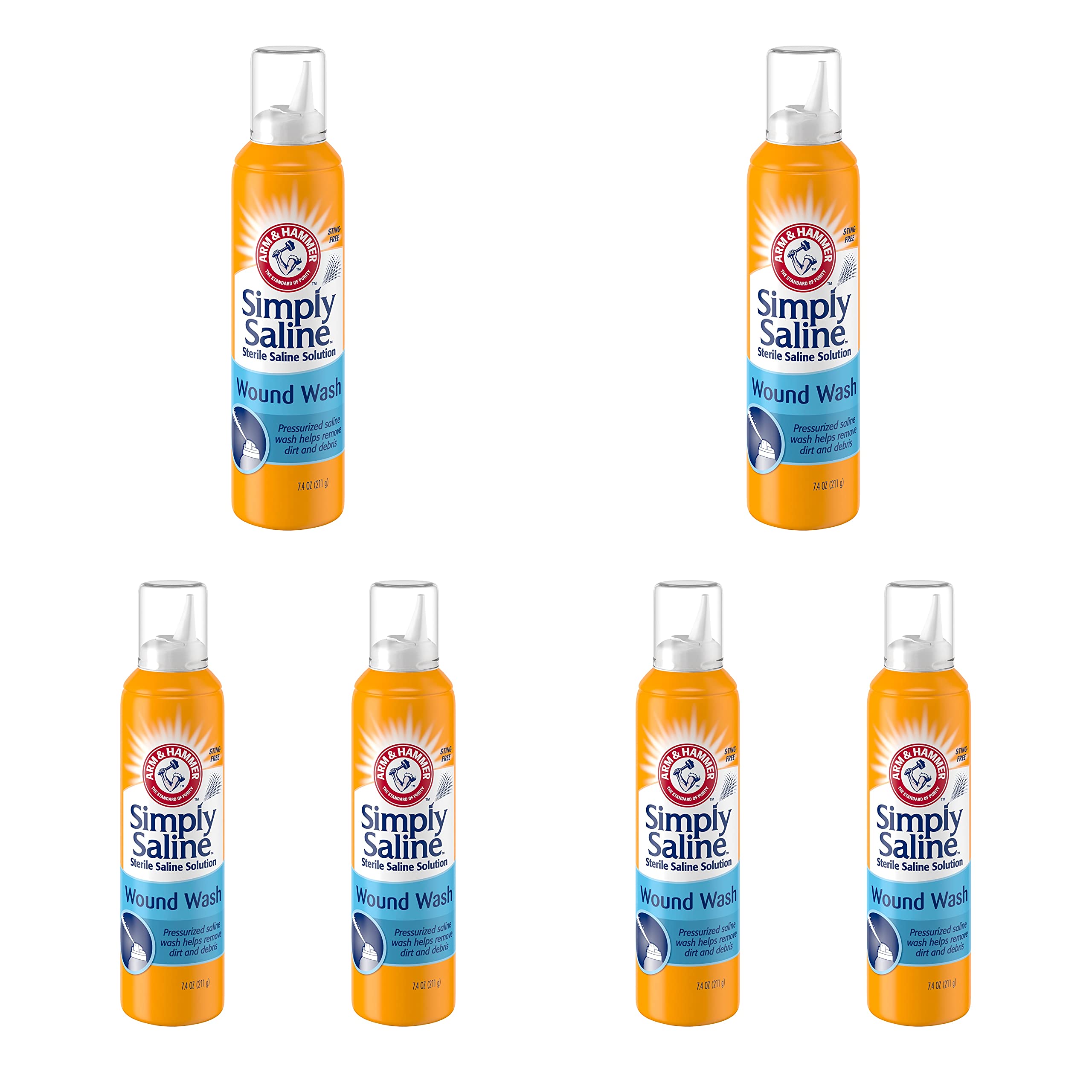 Arm & Hammer Simply Saline wound wash pressurized can delivers continuous spray for easy wound cleansing.