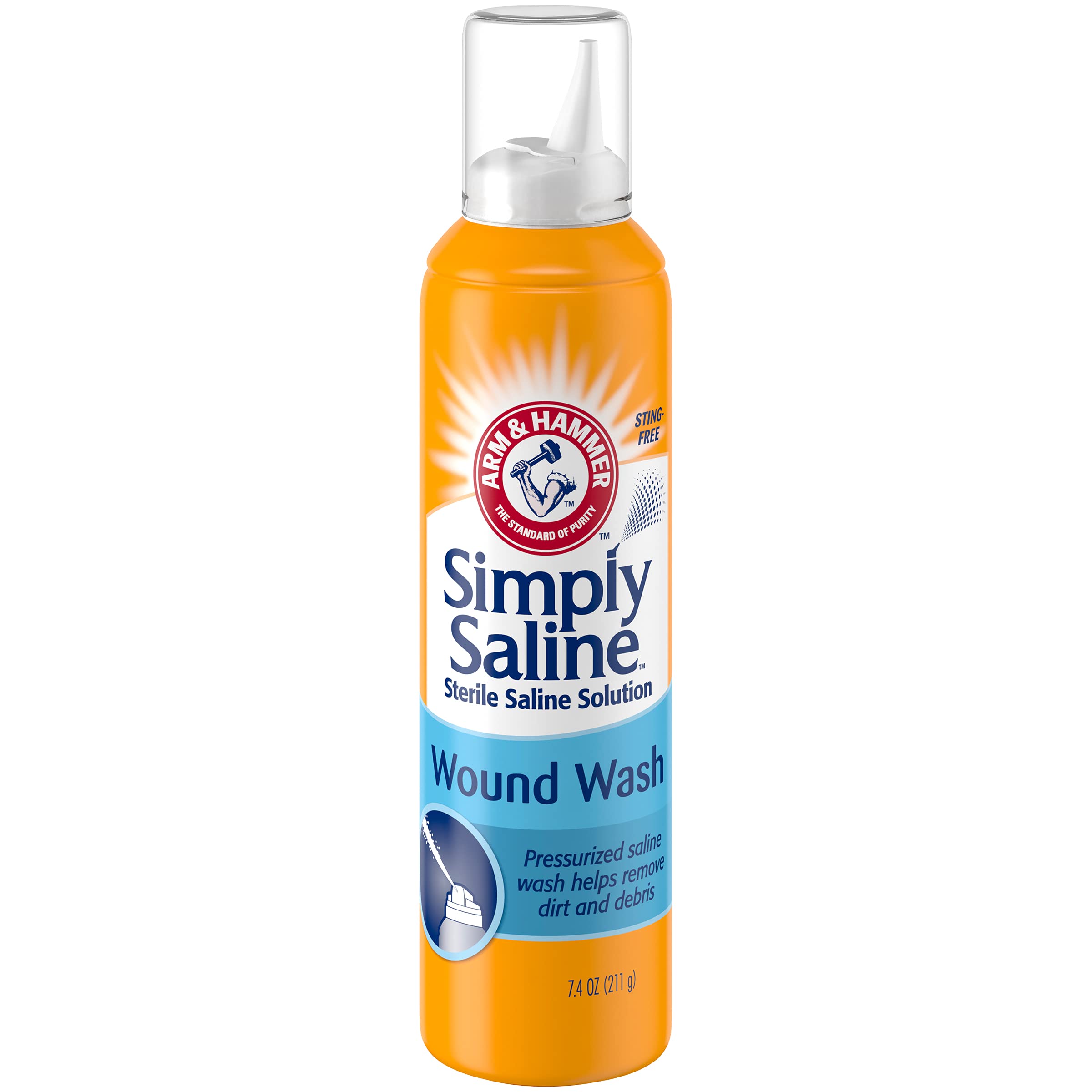 Arm & Hammer Simply Saline wound wash sterile solution supports safe cleansing of minor wounds.