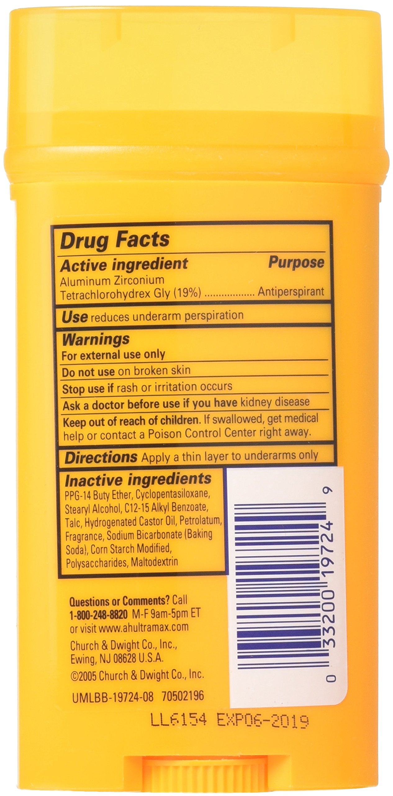 Close-up of Arm & Hammer Ultra Max Fresh solid deodorant highlighting refreshing scent