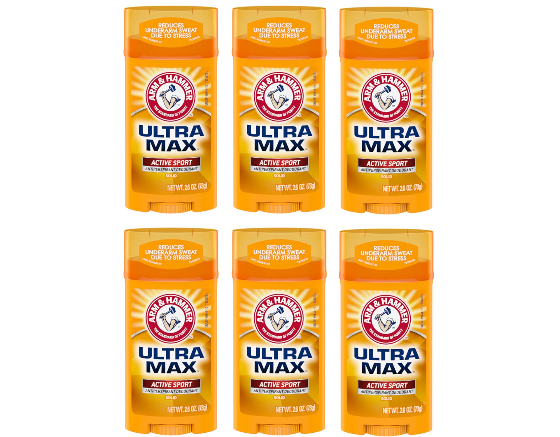 Arm & Hammer Ultramax Active Sport deodorant stick closeup with long-lasting protection