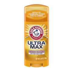 Arm & Hammer Ultramax anti-perspirant solid 12-count packaging provides long-lasting protection.