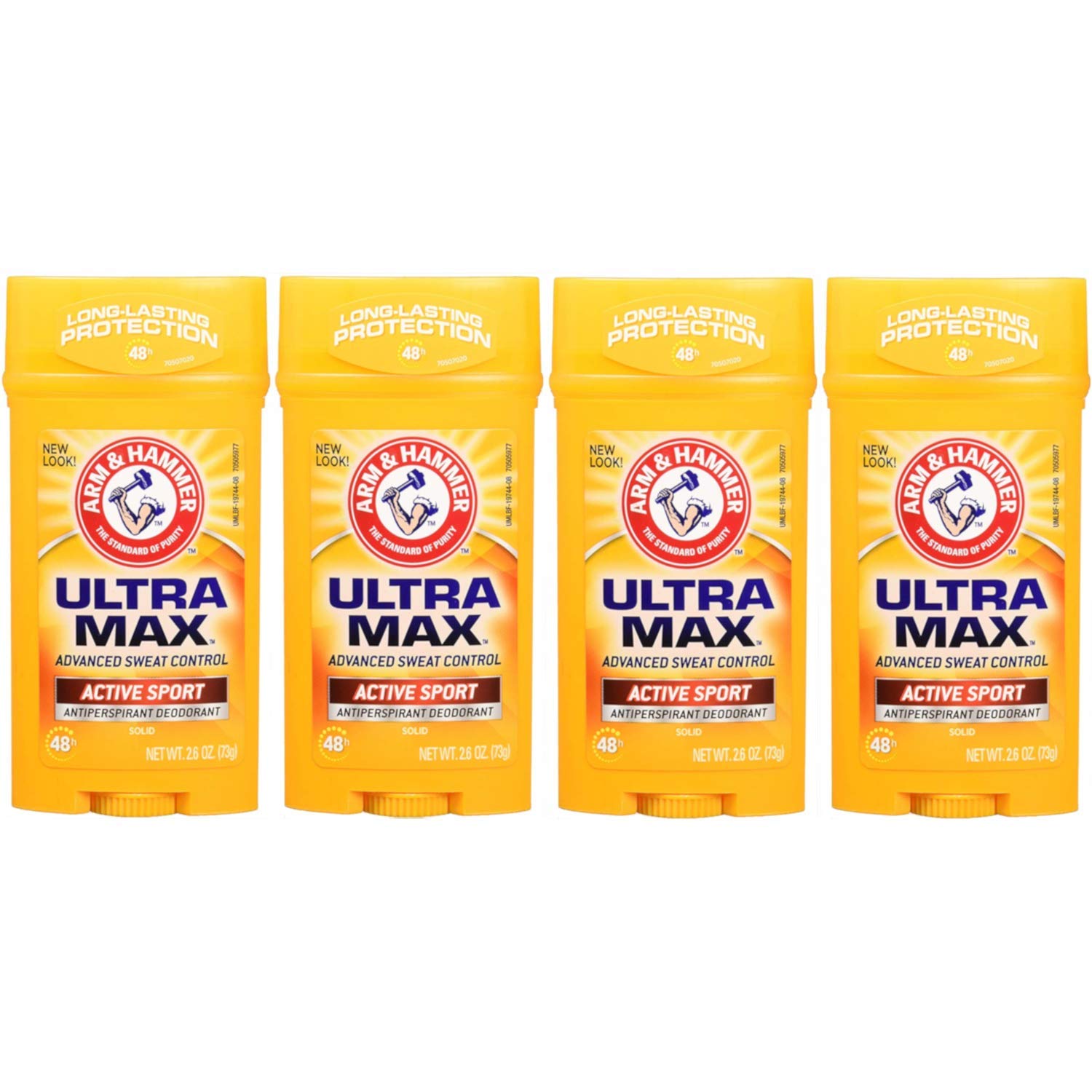 Arm & Hammer Ultramax Solid Antiperspirant Active Sport 4-pack shown for budget-friendly everyday freshness