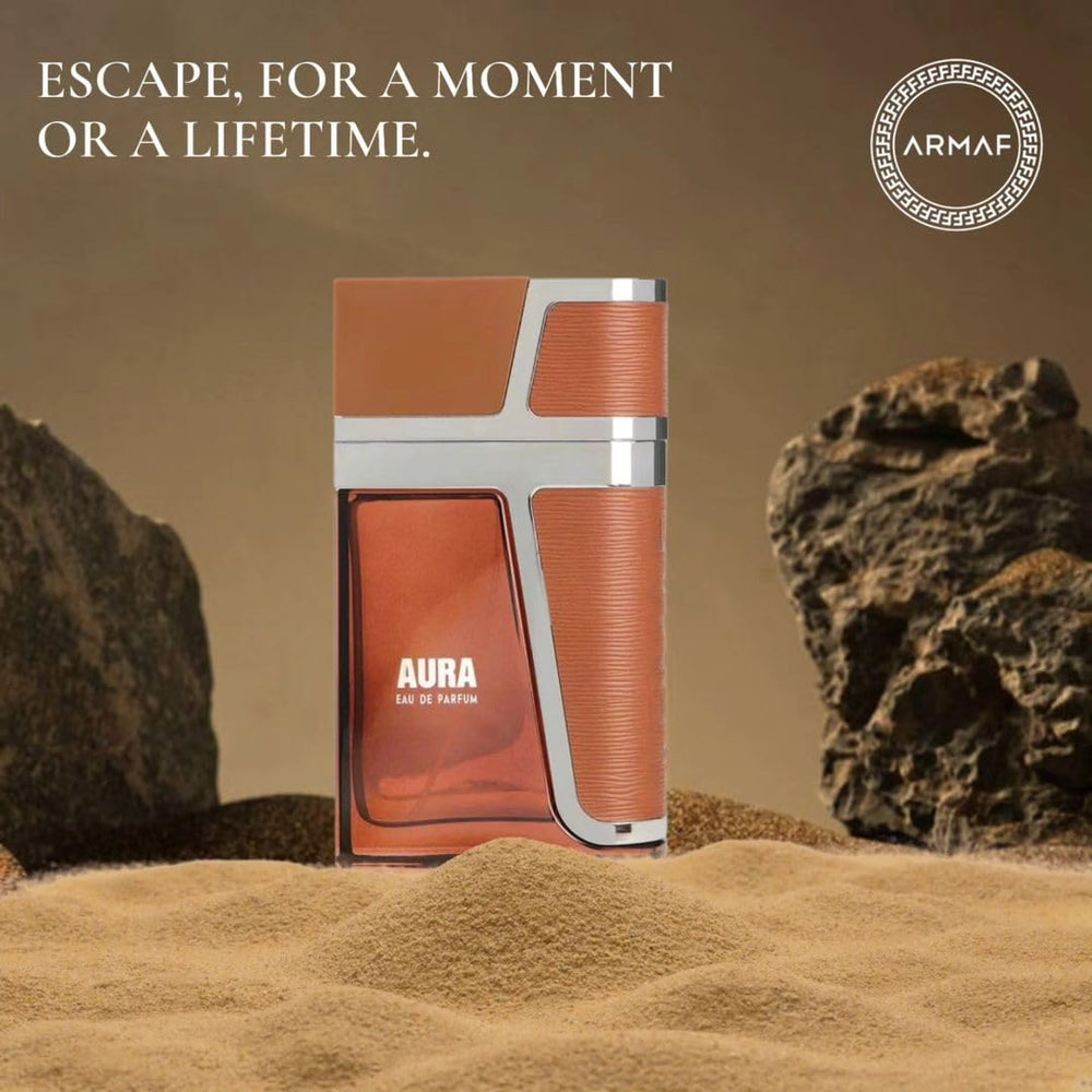 Armaf Aura luxury essence shot conveying confident evening charm
